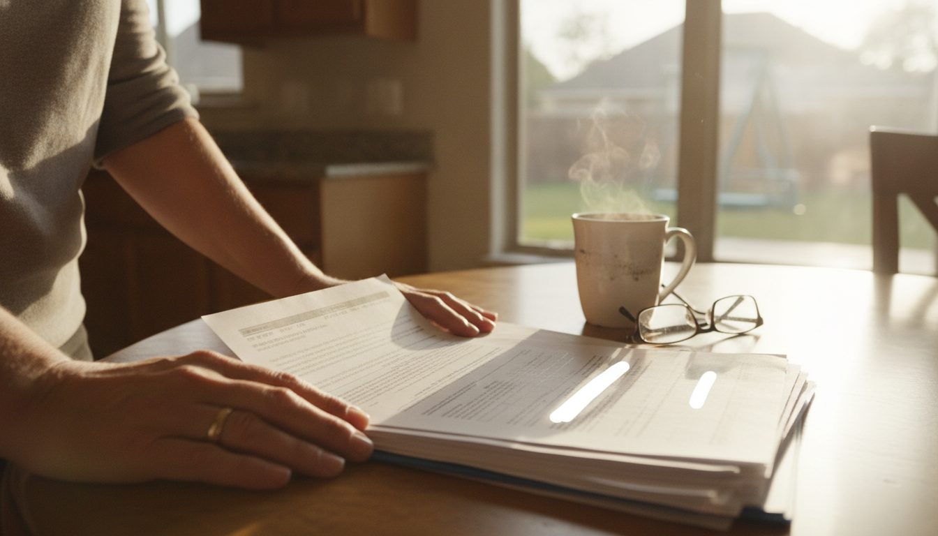 Homeowner's hands review a Texas property tax appraisal notice and documents, illustrating the process of understanding equal-and-uniform protests.
